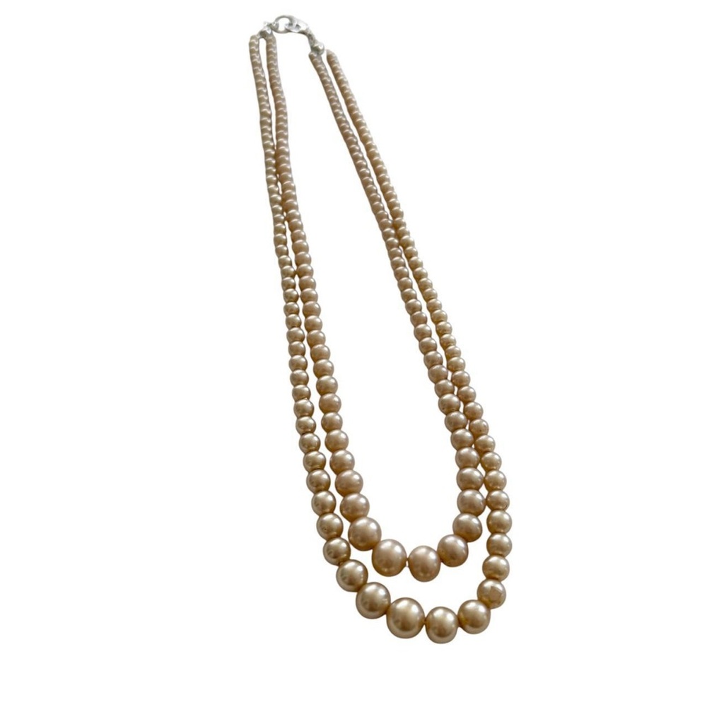 Vintage Champagne Faux Pearl Necklace